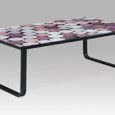 Konferenční stolek skleněný Hynek, 105 cm, korkový dekor - 1