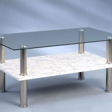 Konferenční stolek skleněný Sami, 103 cm, světlý mramor - 2