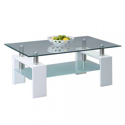 Konferenční stolek skleněný Victory, 110 cm, bílá - 1