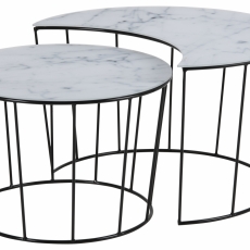 Konferenční stolek Sunmoon (SET 2ks), 76 cm, bílá - 1