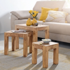Konferenční stolky Mumbai 2, 45 cm, sada 3 ks, masiv akát - 2