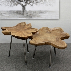 Konferenčný / odkladací stolík s teakovou doskou Baum, 80 cm - 2