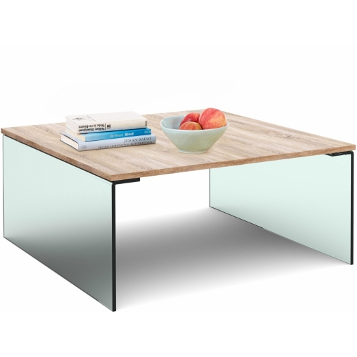 Konferenčný stolík Anes, 90 cm, dub/sklo - 1