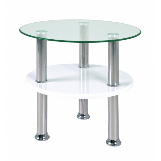 Konferenčný stolík Azariah, 42 cm, nehrdzavejúca oceľ / biela - 1