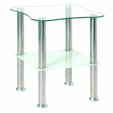 Konferenčný stolík Azariah, 47 cm, nehrdzavejúca oceľ / biela - 1