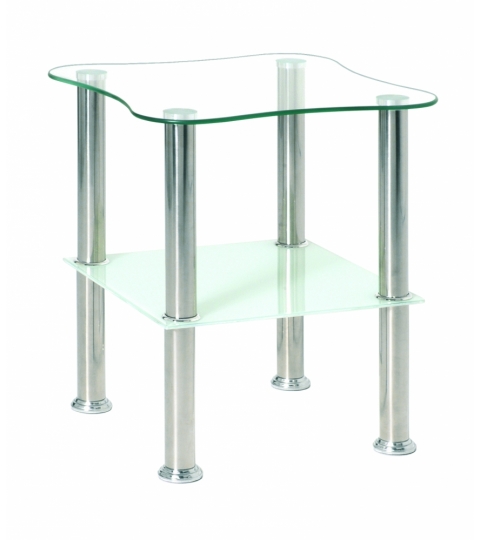 Konferenčný stolík Azariah, 47 cm, nehrdzavejúca oceľ / biela