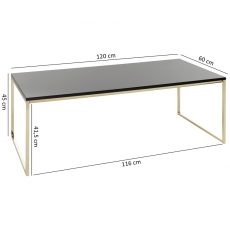 Konferenčný stolík Bisa, 120 cm, čierna/zlatá - 4