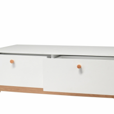 Konferenčný stolík Caitlin, 100 cm, biela / prírodná - 4