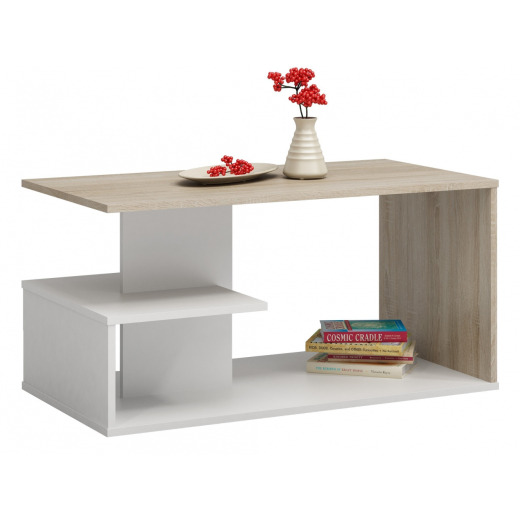 Konferenčný stolík Dallas, 91 cm, dub sonoma / biela - 1
