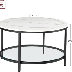 Konferenčný stolík Dian, 80 cm, biela - 3