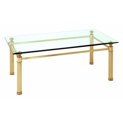 Konferenčný stolík Enar, 110 cm, zlatá / číra - 1