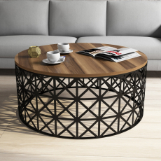 Konferenčný stolík Ferforje, 90 cm, orech / čierna - 2