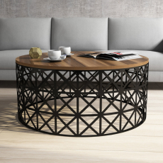 Konferenčný stolík Ferforje, 90 cm, orech / čierna - 3