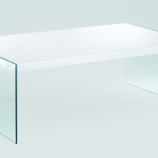 Konferenčný stolík Gero, 110 cm, biela / číra - 1