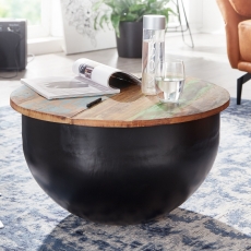 Konferenčný stolík Gola, 60 cm, masív mango / čierna - 2