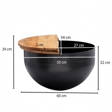Konferenčný stolík Gola, 60 cm, masív mango / čierna - 3