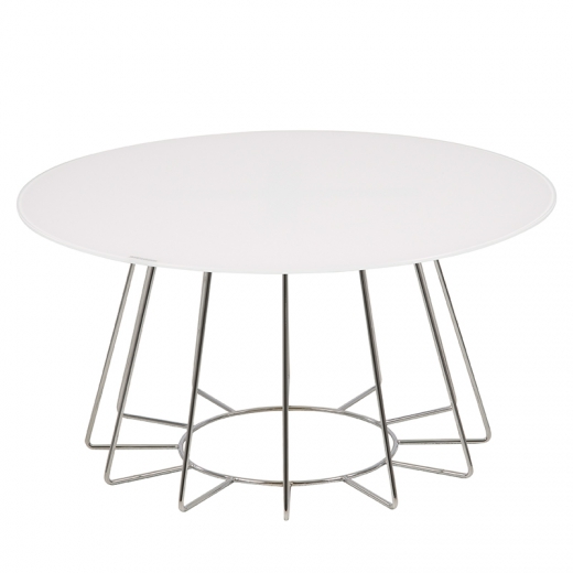 Konferenčný stolík Goldy, 80 cm, chróm/biela - 1
