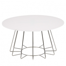 Konferenčný stolík Goldy, 80 cm, chróm/biela - 1