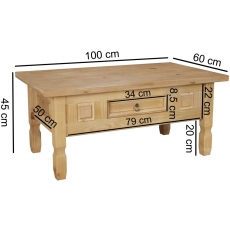Konferenčný stolík Jairo, 100 cm, borovica - 3