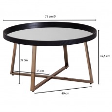 Konferenčný stolík Jerry, 78 cm, čierna/zlatá - 4