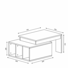 Konferenčný stolík Kolarado, 90 cm, biela / dub - 3
