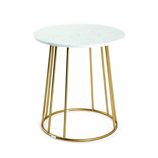 Konferenčný stolík Livy, 50 cm, zlatá / biela - 1