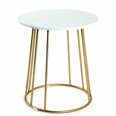 Konferenčný stolík Livy, 50 cm, zlatá / biela - 1