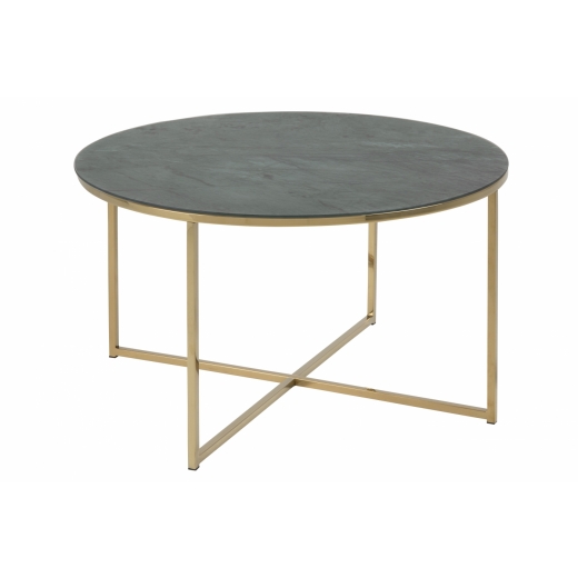 Konferenčný stolík Macklin, 80 cm, tmav. mramor / chróm - 1