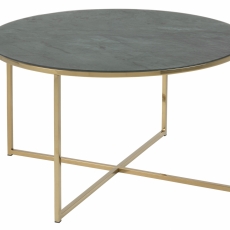Konferenčný stolík Macklin, 80 cm, tmav. mramor / chróm - 1