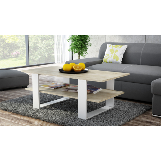 Konferenčný stolík Martyna, 120 cm, dub sonoma / biela - 1