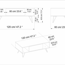 Konferenčný stolík Mistico, 120 cm, orech / čierna - 7