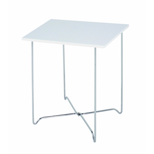 Konferenčný stolík Nash, 51 cm, biela / chróm - 1