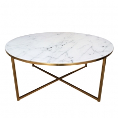 Konferenčný stolík okrúhly Alma II, 80 cm, zlatá - 1