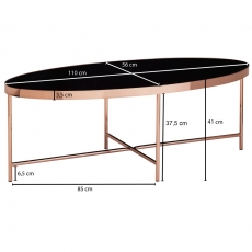 Konferenčný stolík Olia, 110 cm, čierna/medená - 4