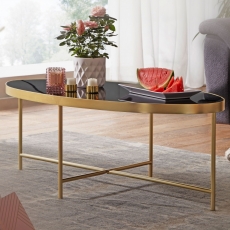 Konferenčný stolík Olia, 110 cm, čierna/zlatá - 2