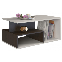 Konferenčný stolík Prima, 90 cm, biela / hnedá
