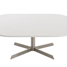 Konferenčný stolík s nerezovou podnožou Arta, 90 cm biela - 1