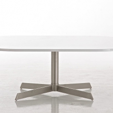 Konferenčný stolík s nerezovou podnožou Arta, 90 cm biela - 2