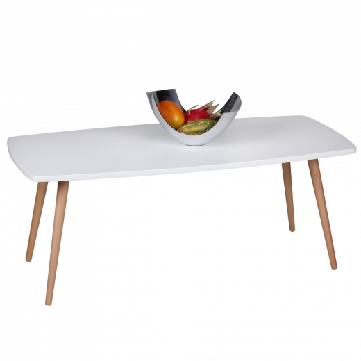 Konferenčný stolík Scanio, 110 cm, biela/buk - 1
