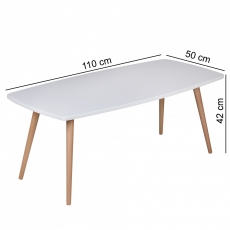 Konferenčný stolík Scanio, 110 cm, biela/buk - 3