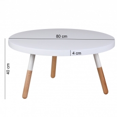 Konferenčný stolík Scanio, 80x40 cm, biela/buk - 3