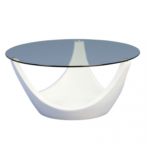 Konferenčný stolík sklenený Mogul, 80 cm, biela - 1