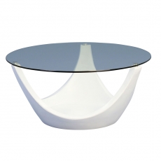 Konferenčný stolík sklenený Mogul, 80 cm, biela - 1