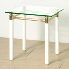 Konferenčný stolík Terrell, 42 cm, biela/zlatá - 1