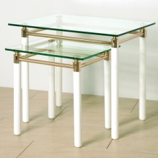Konferenčný stolík Terrell, 42 cm, biela/zlatá - 2