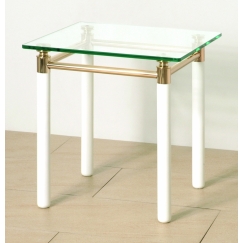 Konferenčný stolík Terrell, 42 cm, biela/zlatá