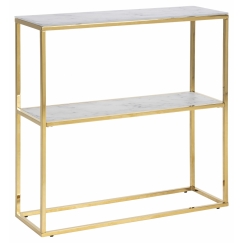 Konzolový stôl Alisma, 81 cm, Sklo, zlatá