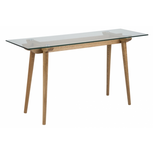 Konzolový stôl Taxi, 140 cm, sklo, dub - 1
