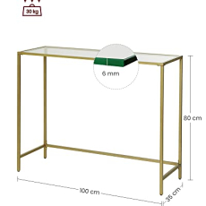 Konzolový stolík Erwin, 100 cm, zlatá - 4