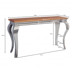 Konzolový stůl Ace, 130 cm, Sheesham / nerez - 4